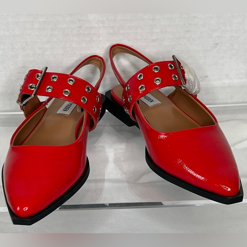 Steve Madden Red Flats with Silver Accents